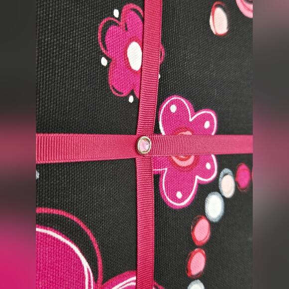 NWOT French Memo Board - Black & Pink Floral - Picture 3 of 8